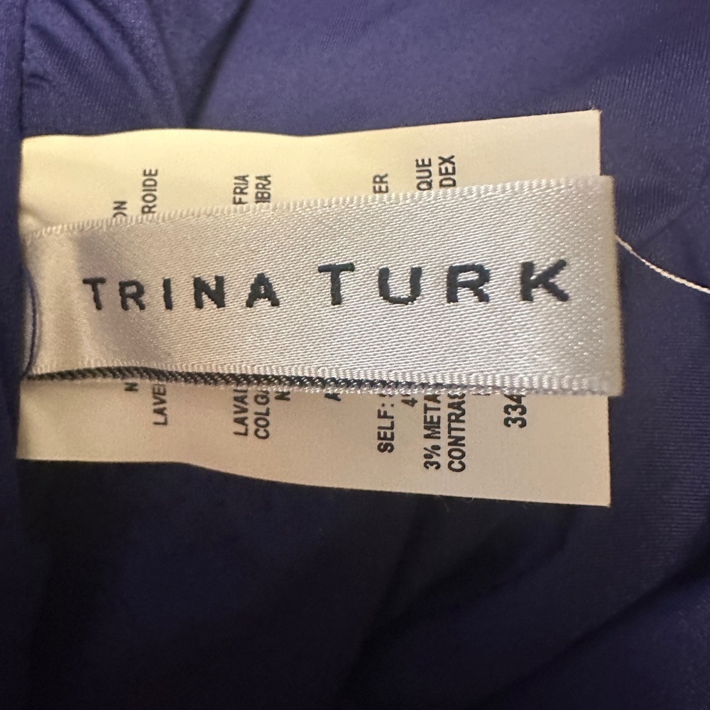 Trina Turk Adeline Metallic High Leg Asymmetrical One-piece Blue 14 NWOT - Picture 7 of 7